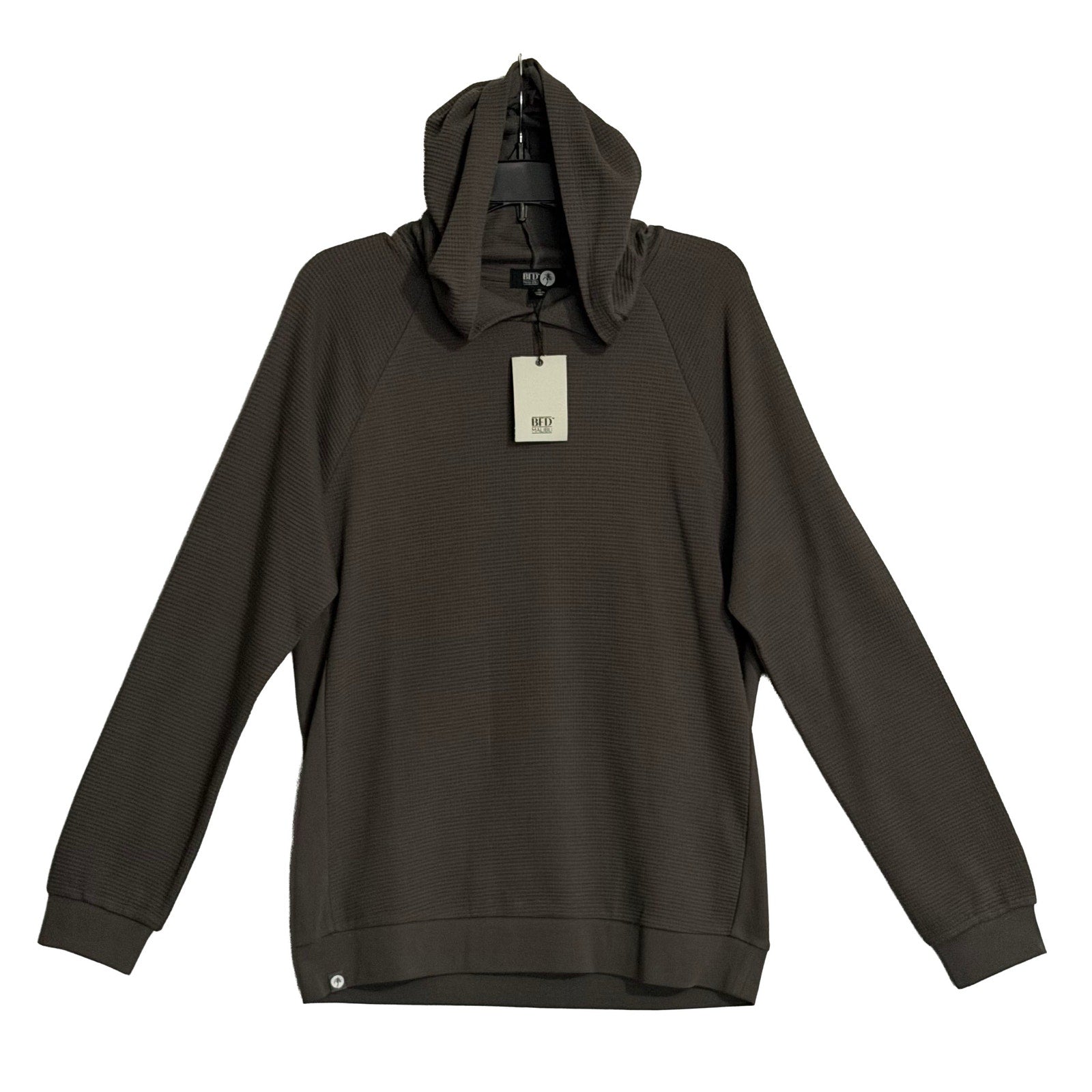 BFD Malibu Hoodie Men's Small Waffle Thermal Long Sleeve Hoodie Carbon