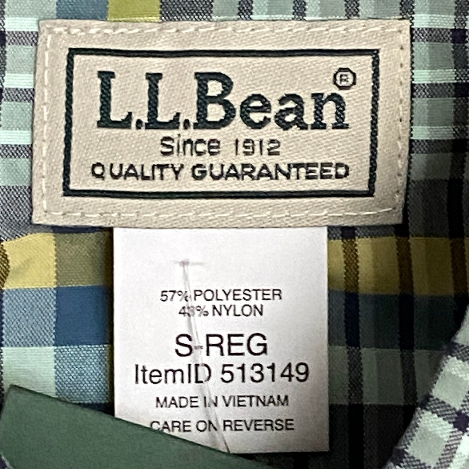 L.L. Bean Casual Shirt Men's Small SunSmart Cool Weave Navy Night Plaid