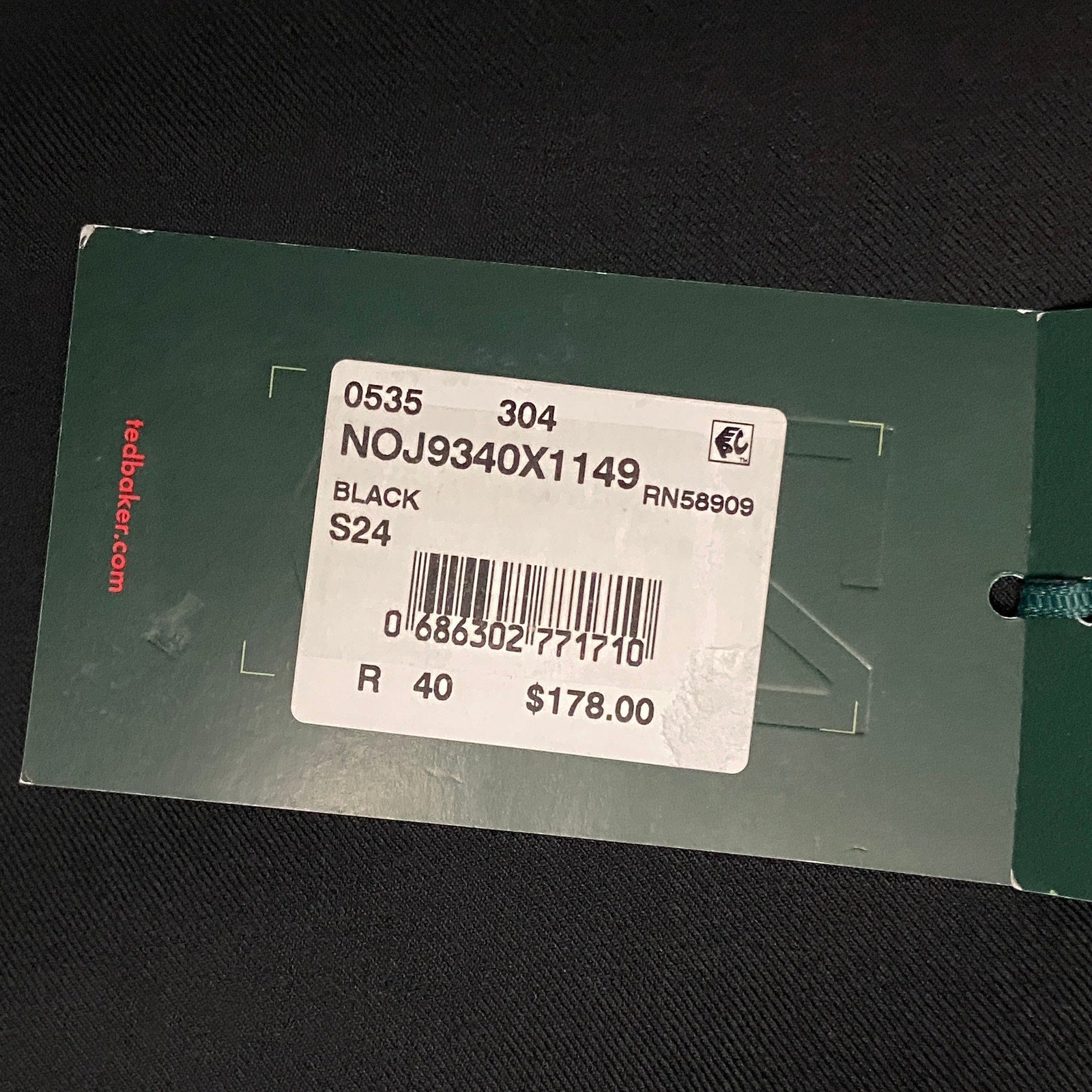 Ted Baker Joey Pants Men's 40R Wool Dress Pant Solid Black Raw Hem