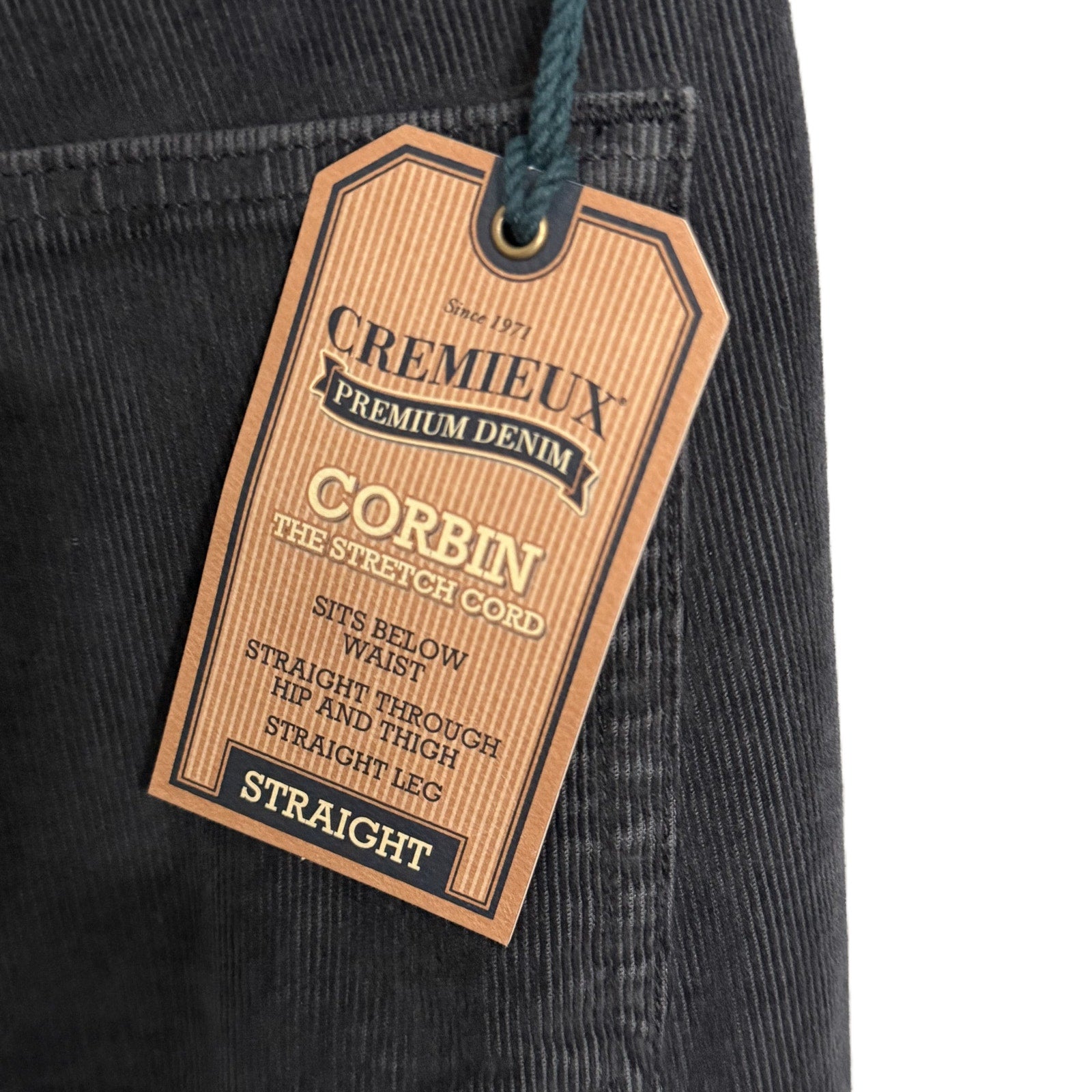 Daniel Cremieux Corduroy Pants Men's 34"x34" Straight Fit Stretch Charcoal