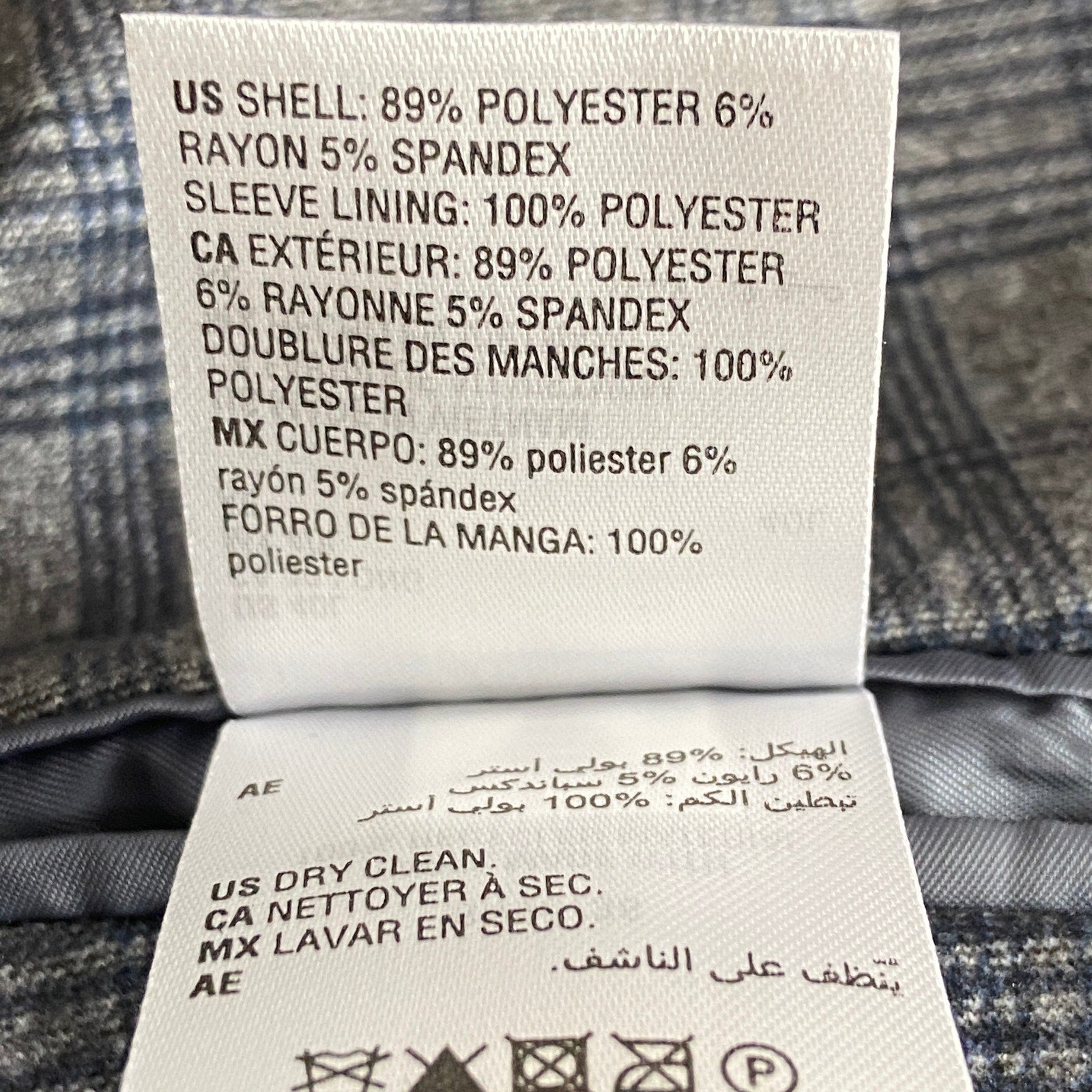 Bar III Sport Coat Men's 40 Long Slim Fit Stretch Fabric Grey Check