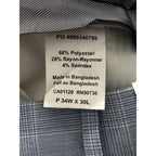 Calvin Klein Dress Pant Men's 34"x30" Slim Fit Flat Front Stretch Blue Plaid
