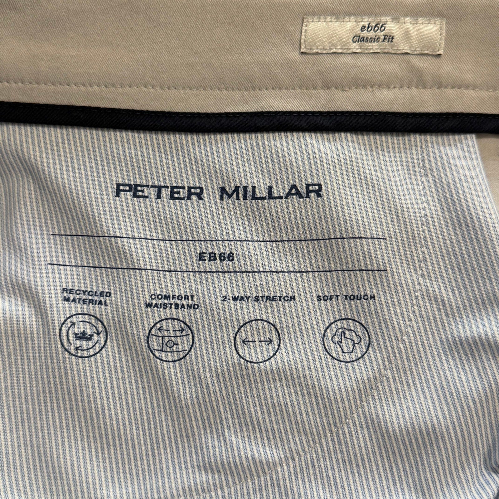 Peter Millar EB66 Pants Men's 42"x32" Classic Fit Performance Stretch British Grey