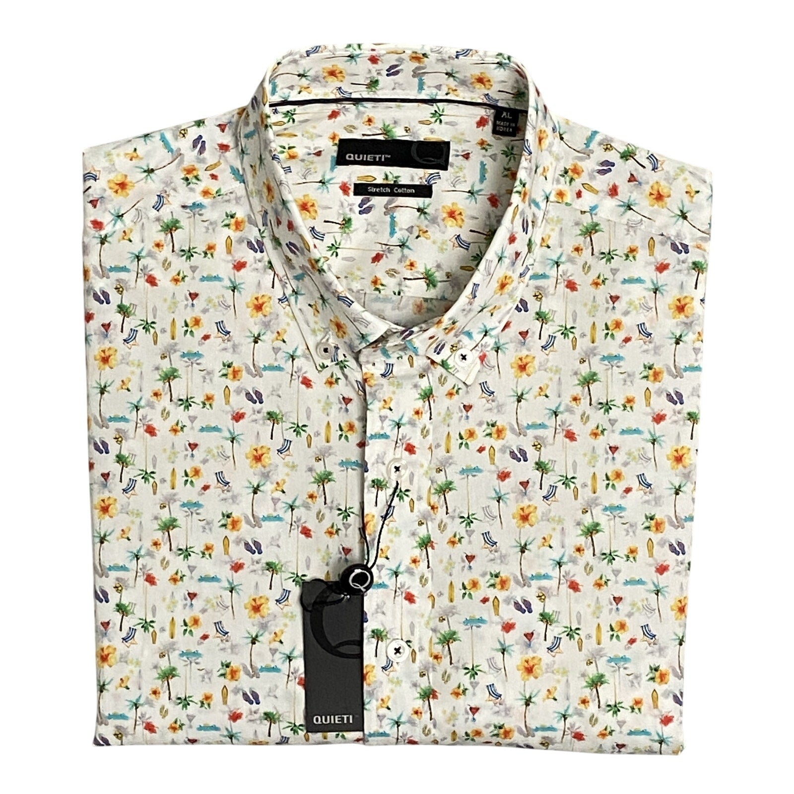 Quieti Shirt Men's XL Short Sleeve Button-Down Shirt Beach Them Print