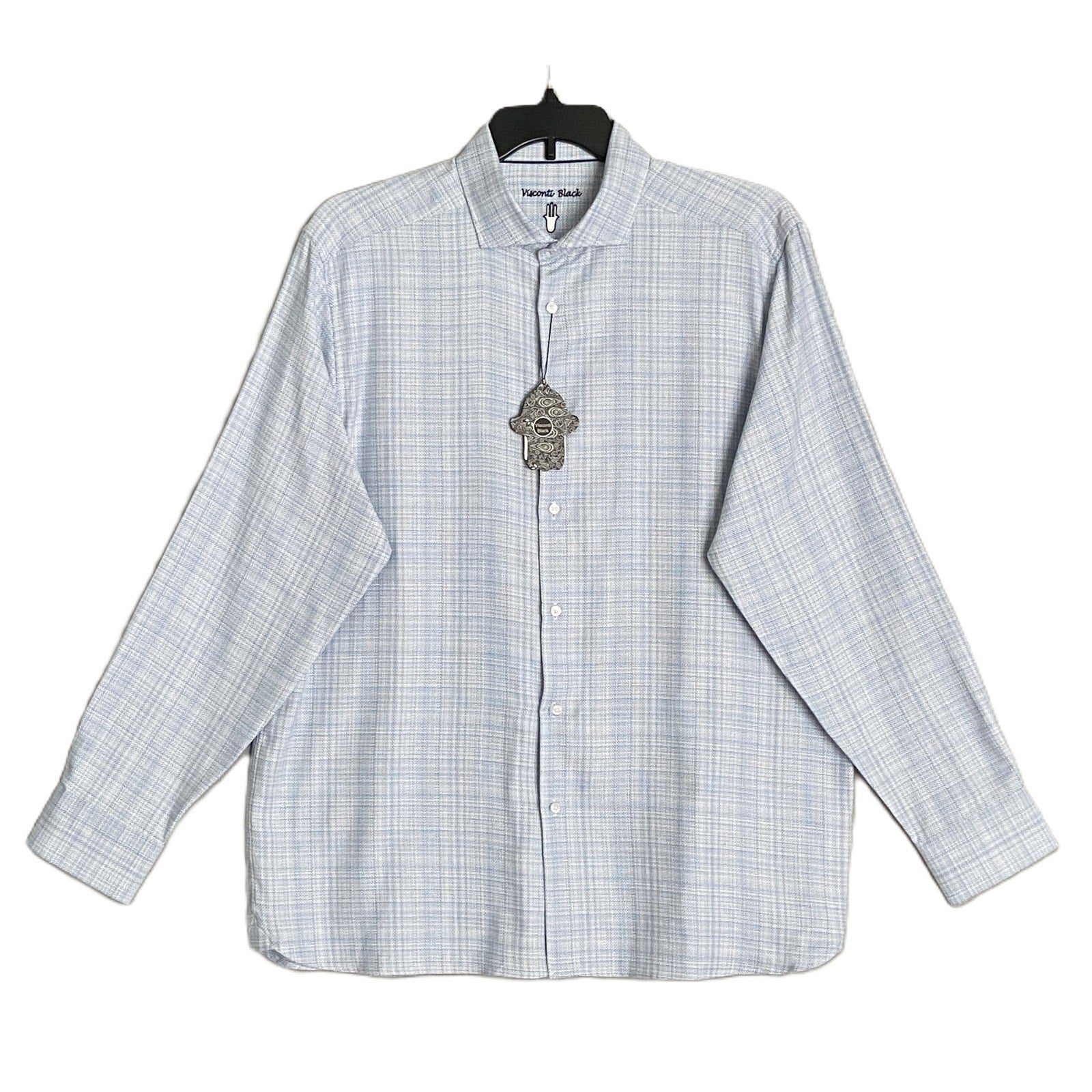 Visconti Black Men's XL Organic Cotton Long Sleeve Button Up Shirt White