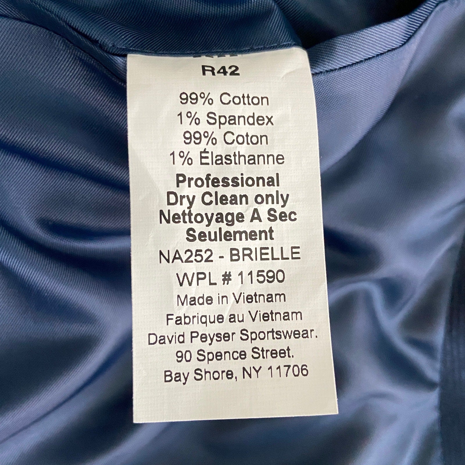 Nautica Sport Coat Men's 42 Regular Corduroy Modern Fit Stretch Dark Blue