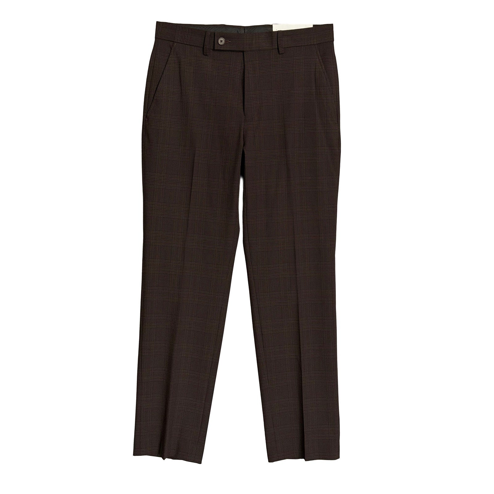 Calvin Klein Dress Pant Men's 30"x30" Slim Fit Flat Front Stretch Wine Plaid
