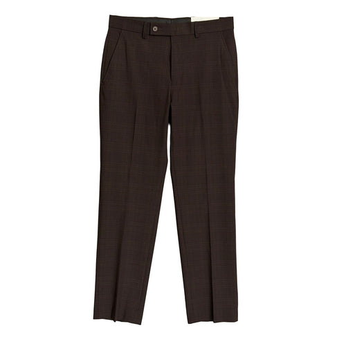 Calvin Klein Dress Pant Men's 30"x30" Slim Fit Flat Front Stretch Wine Plaid