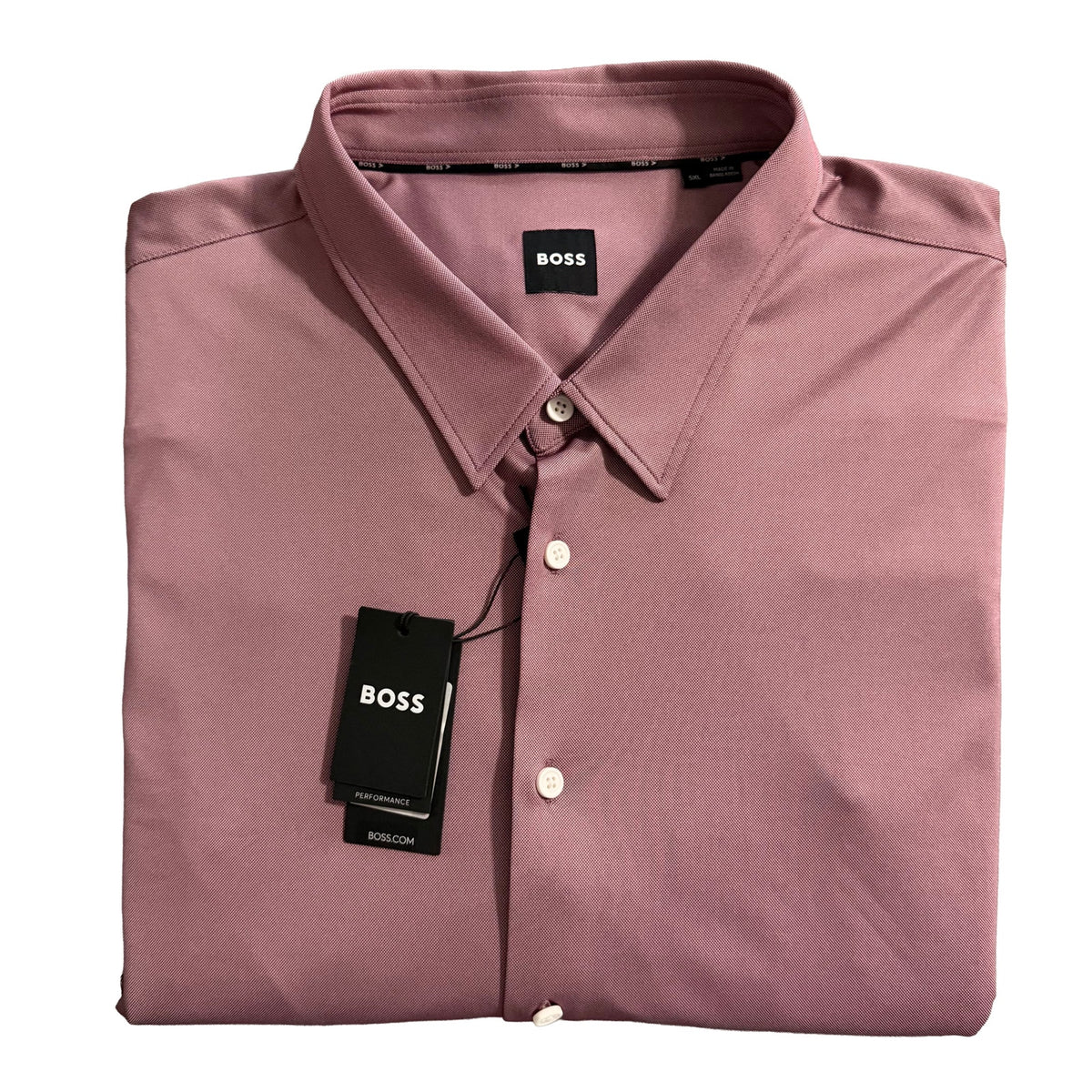 Boss Performance Dress Shirt Men's 5XL Big & Tall Roan Kent Long Sleeve Dark Pink