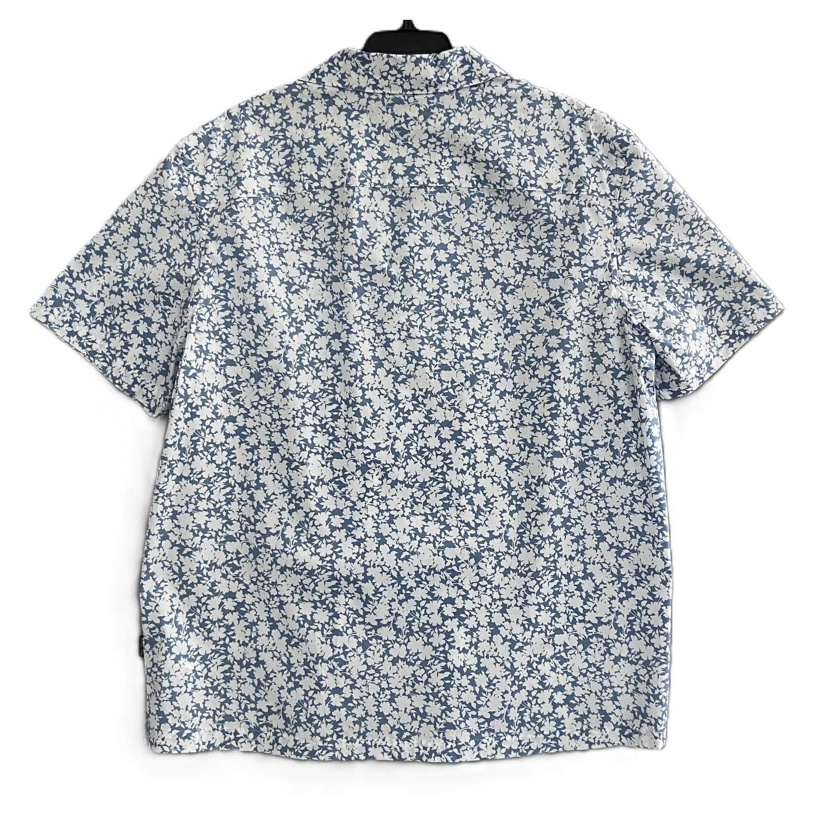 Michael Kors Camp Shirt Men's XL Relaxed Fit Blue Chambray White Floral