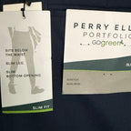Perry Ellis Portfolio Pant Men's 33"x32" Slim Fit Flat Front Total Eclipse
