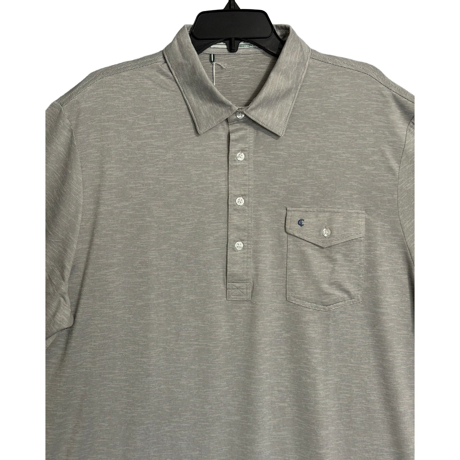 Criquet Polo Shirt Men's XXL Stretch Short Sleeve Grey Micro-Stripe