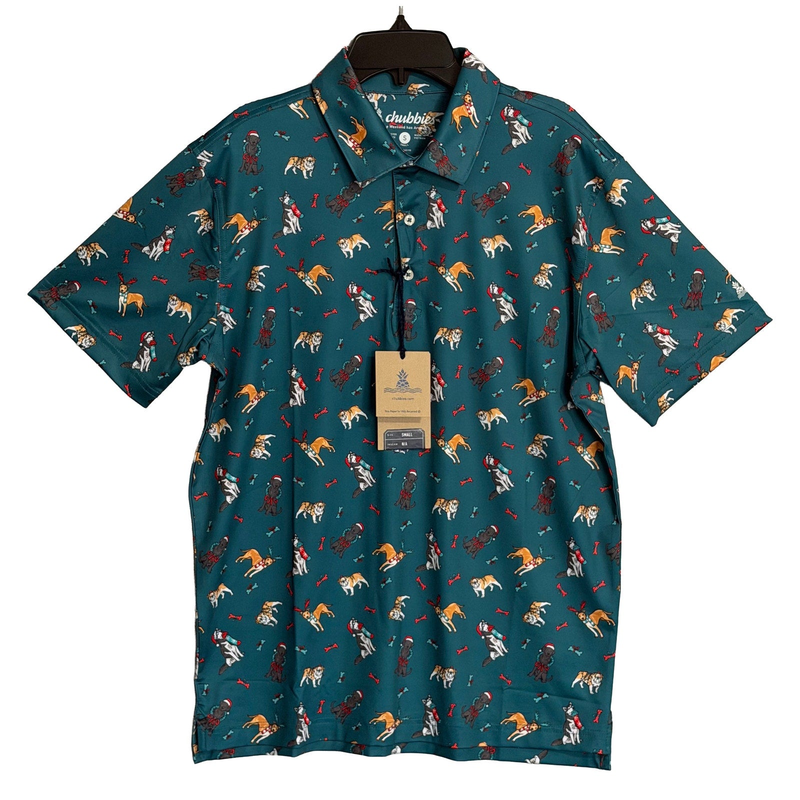 Chubbies Polo Shirt Men's Small "That's the Spirit" Short Sleeve Green
