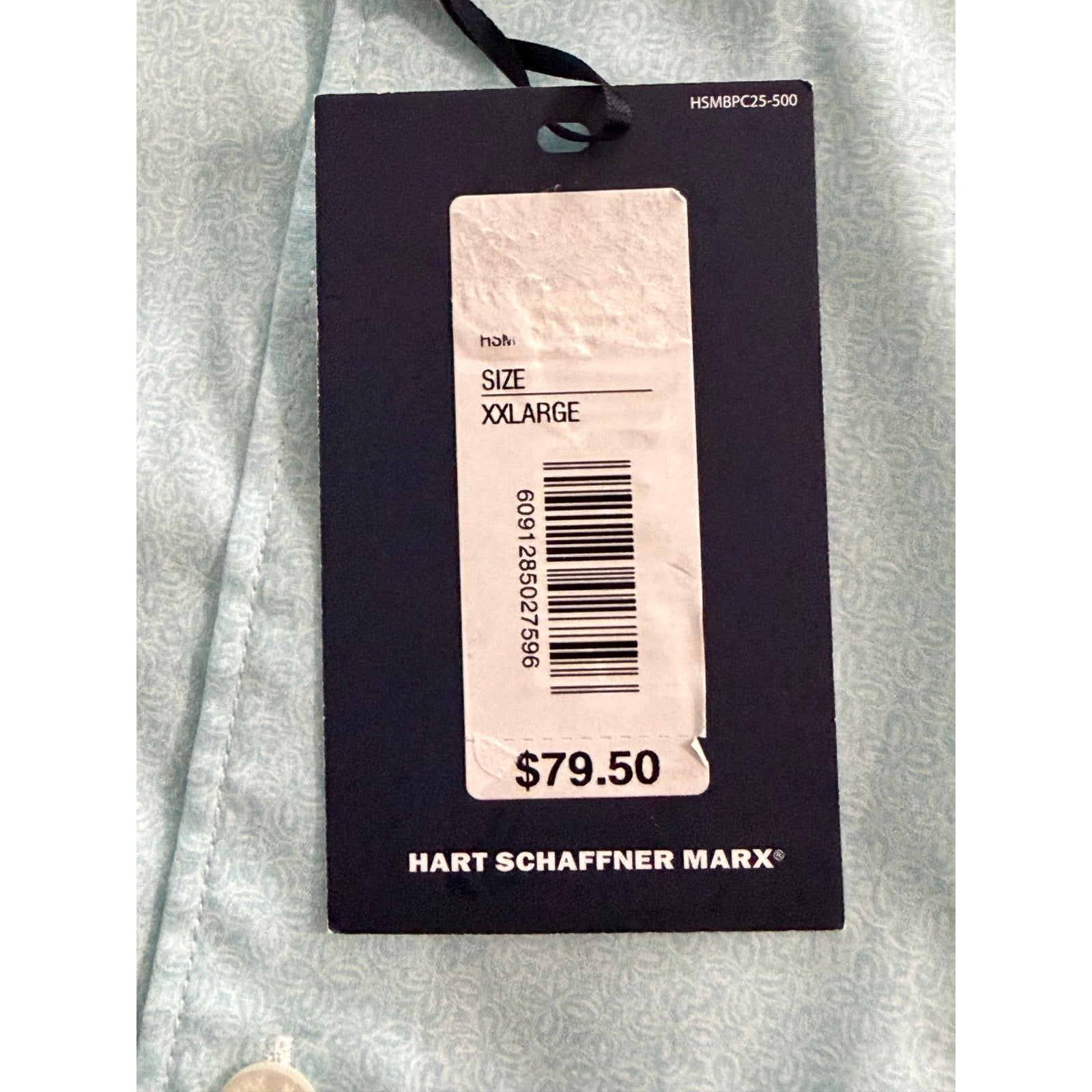 Hart Schaffner Marx Shirt Men's XXL Short Sleeve Comfort Stretch Cotton Blue