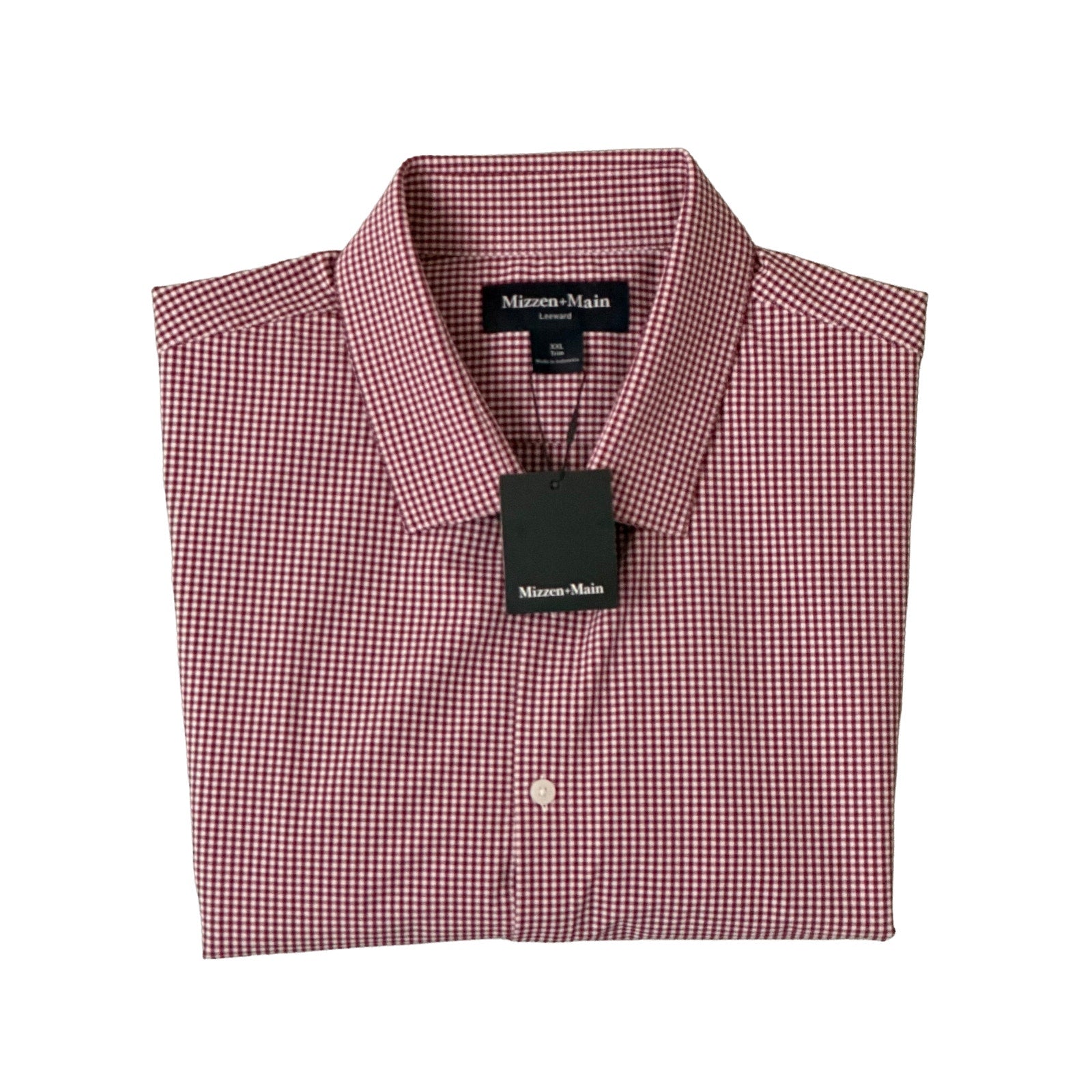 Mizzen+Main Shirt Men's XXL Leeward Trim Fit Long Slv Mulberry Ian Gingham