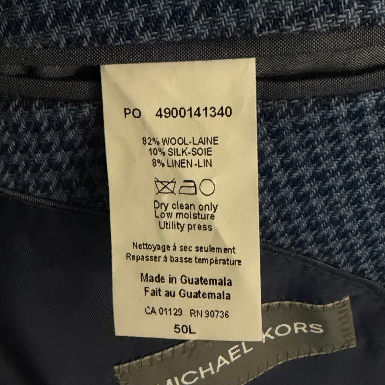 Michael Kors Sport Jacket Men's 50L Classic Fit Wool/Silk/Linen Blend Blue