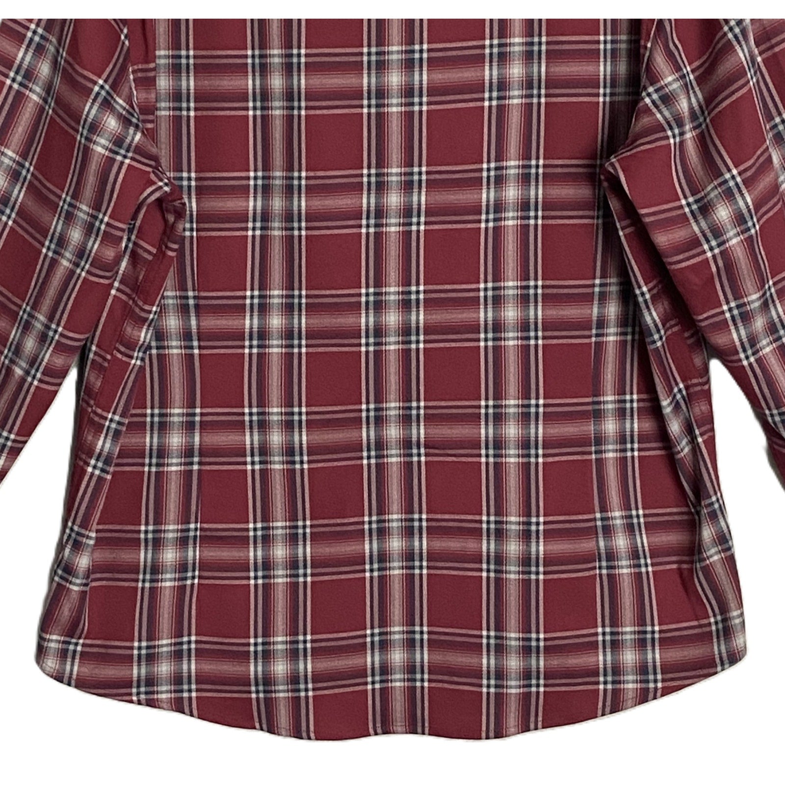 Mizzen+Main Men's XXL Trim Fit City Flannel Twill Shirt Burgundy Plaid