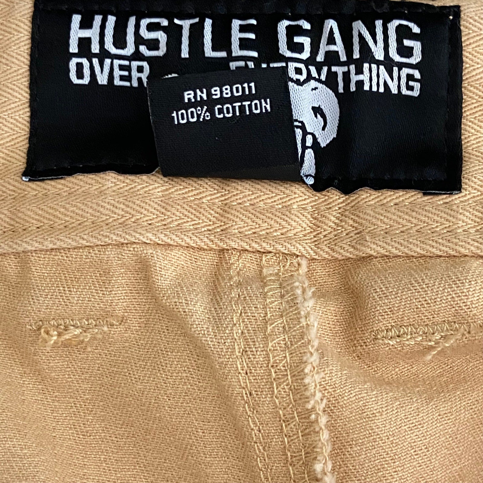 Hustle Gang Cargo Pants Men's 40"x32" Scratch Line Latte Cotton