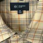 AG Los Angeles Wayne Work Shirt Men's Medium Relaxed Fit Tan Plaid