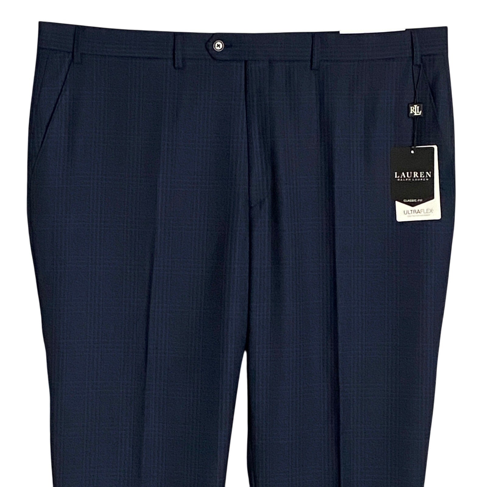 Lauren Ralph Lauren Men's 42x32 Suit Pant Classic Fit Stretch Navy Plaid