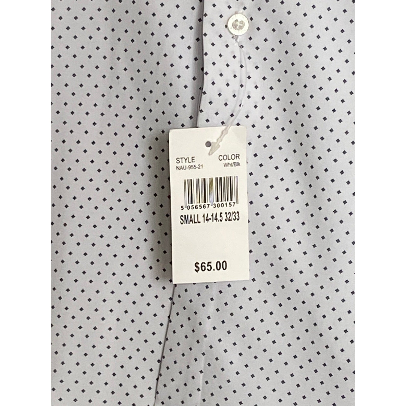 Nautica Dress Shirt Men's 14-14.5 32/33 Performance Slim Fit White Diamond