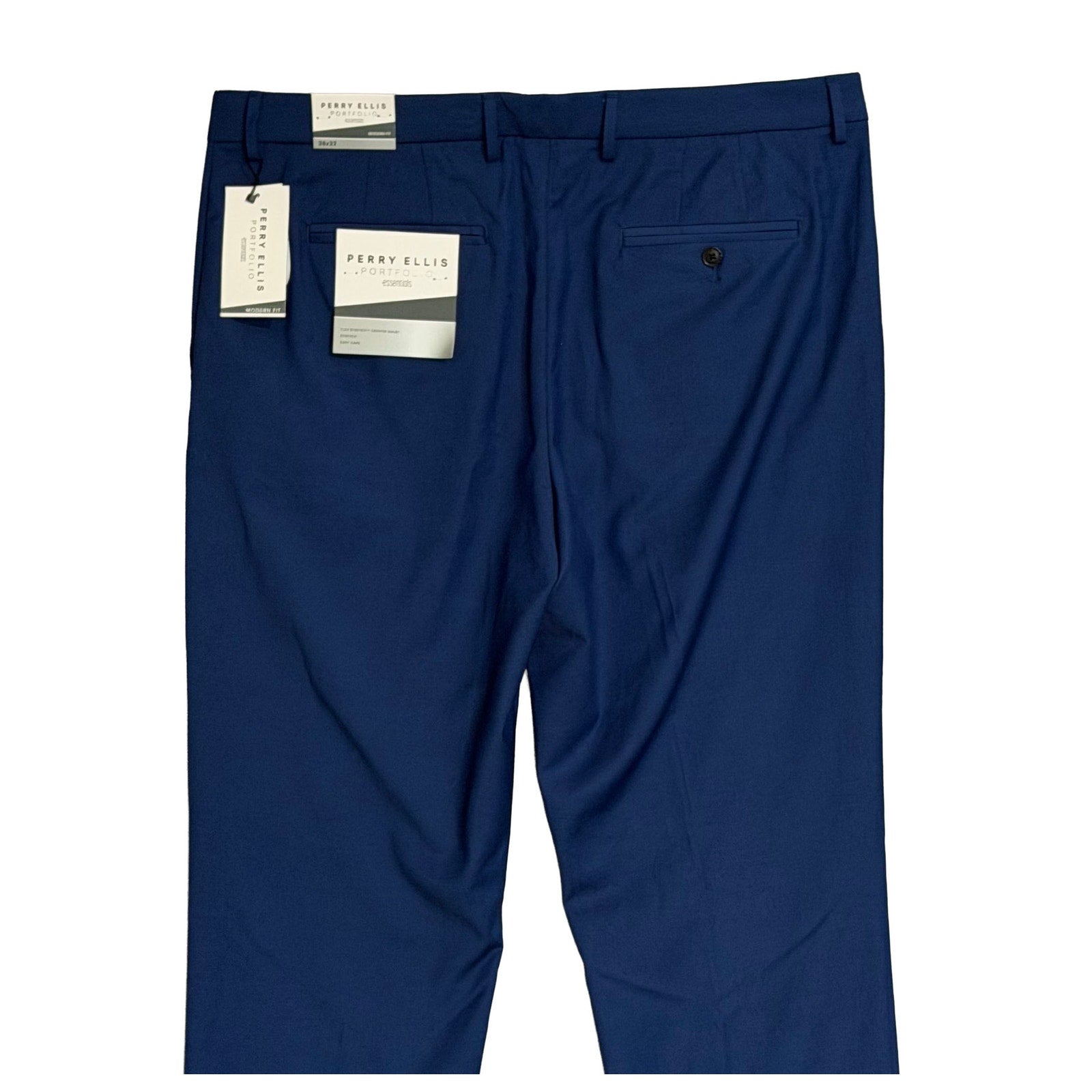 Perry Ellis Portfolio Pants Men's 38"x32" Dress Pants Modern Fit Navy