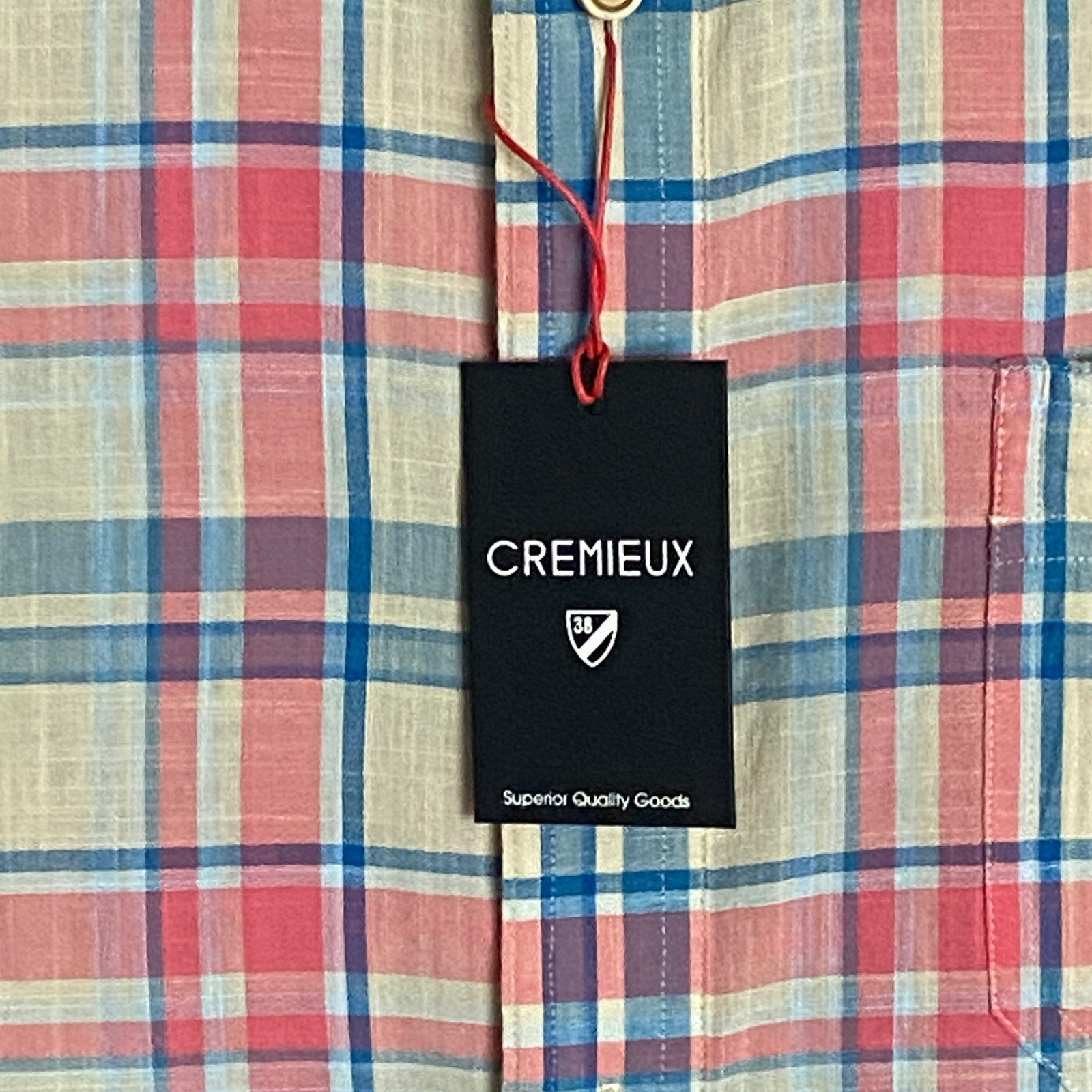 Daniel Cremieux 38 Men's Large Short Sleeve Button-Up Shirt Pink & Blue