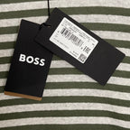 Boss Short Sleeve T-Shirt Men's 3XT Big & Tall Cotton Linen Green Stripe
