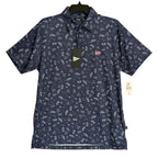 Breezy Polo Shirt Men's Small "The Kick Back Polo" Short Sleeve Stretch Navy