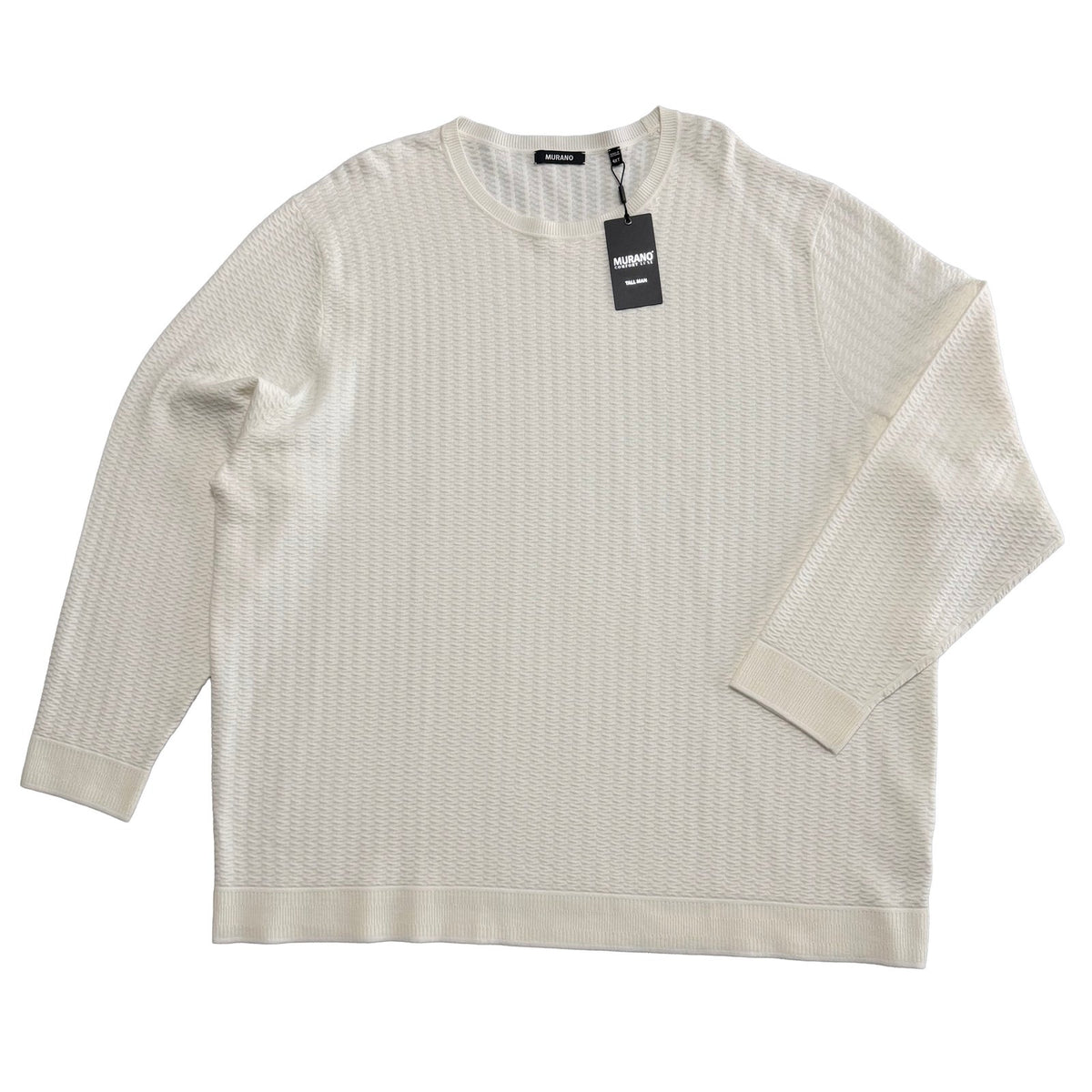 Murano Comfort Luxe Textured Sweater Men's 4XT Big & Tall Crew Neck Cream