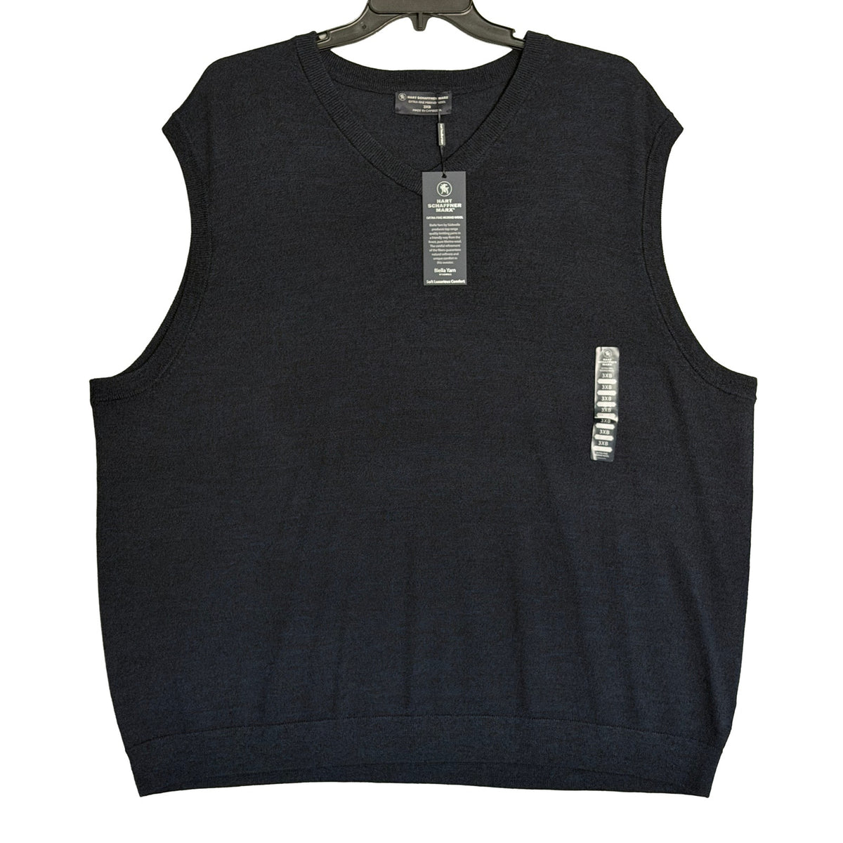 Hart Schaffner Marx Sweater Vest Men's 3XB Big & Tall Wool Navy Heather NWT