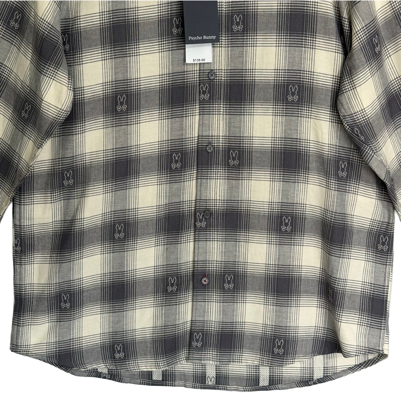 Psycho Bunny Flannel Shirt Men's XL Kurt Plaid Long Sleeve Blackened Pearl