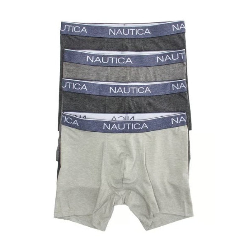 Nautica Men's Large 36-38 Heathers Boxer Briefs 4-Pack Grey 5" Inseam