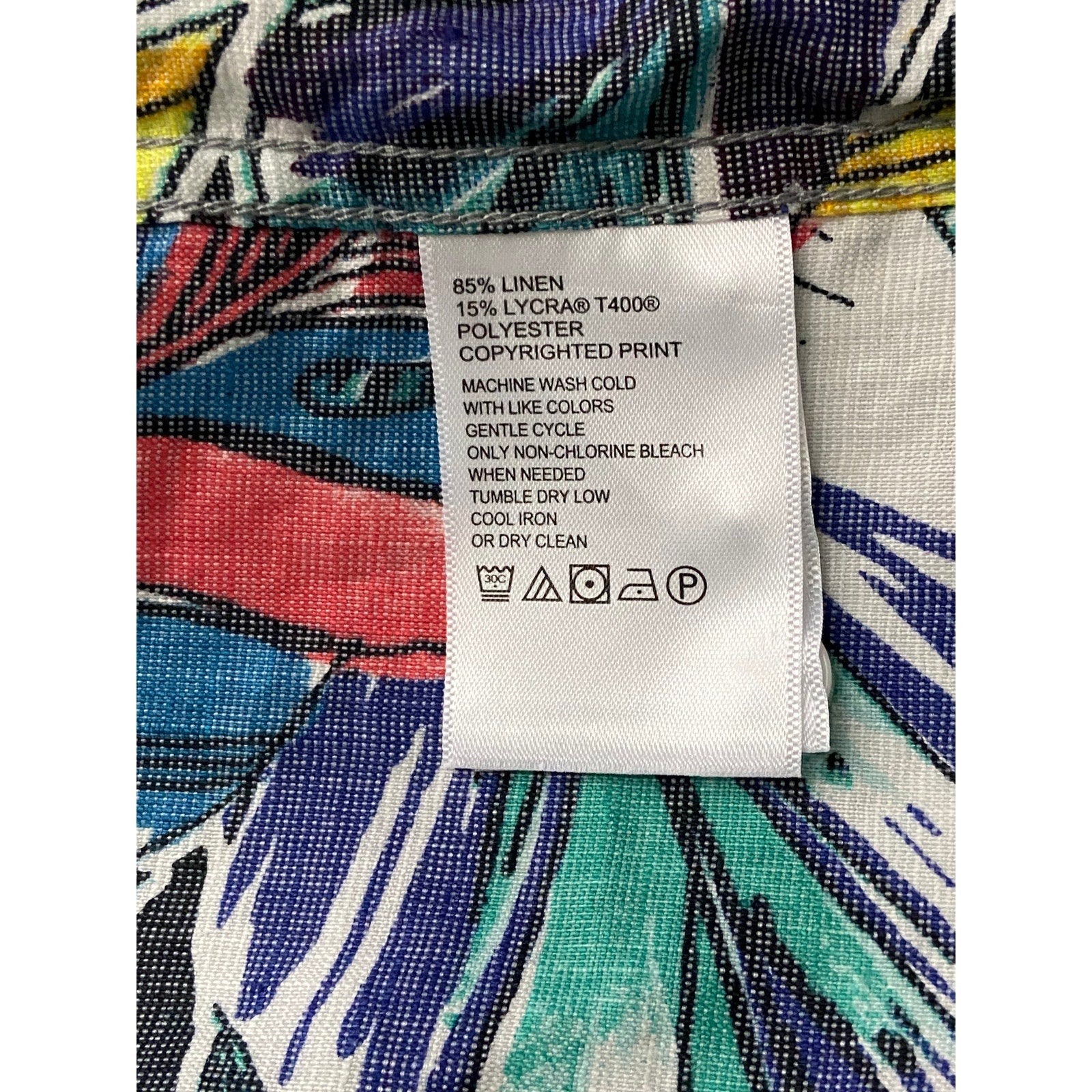 Tommy Bahama Shirt Men's XL "Barbados Breeze Stretch" Vines Linen Blend