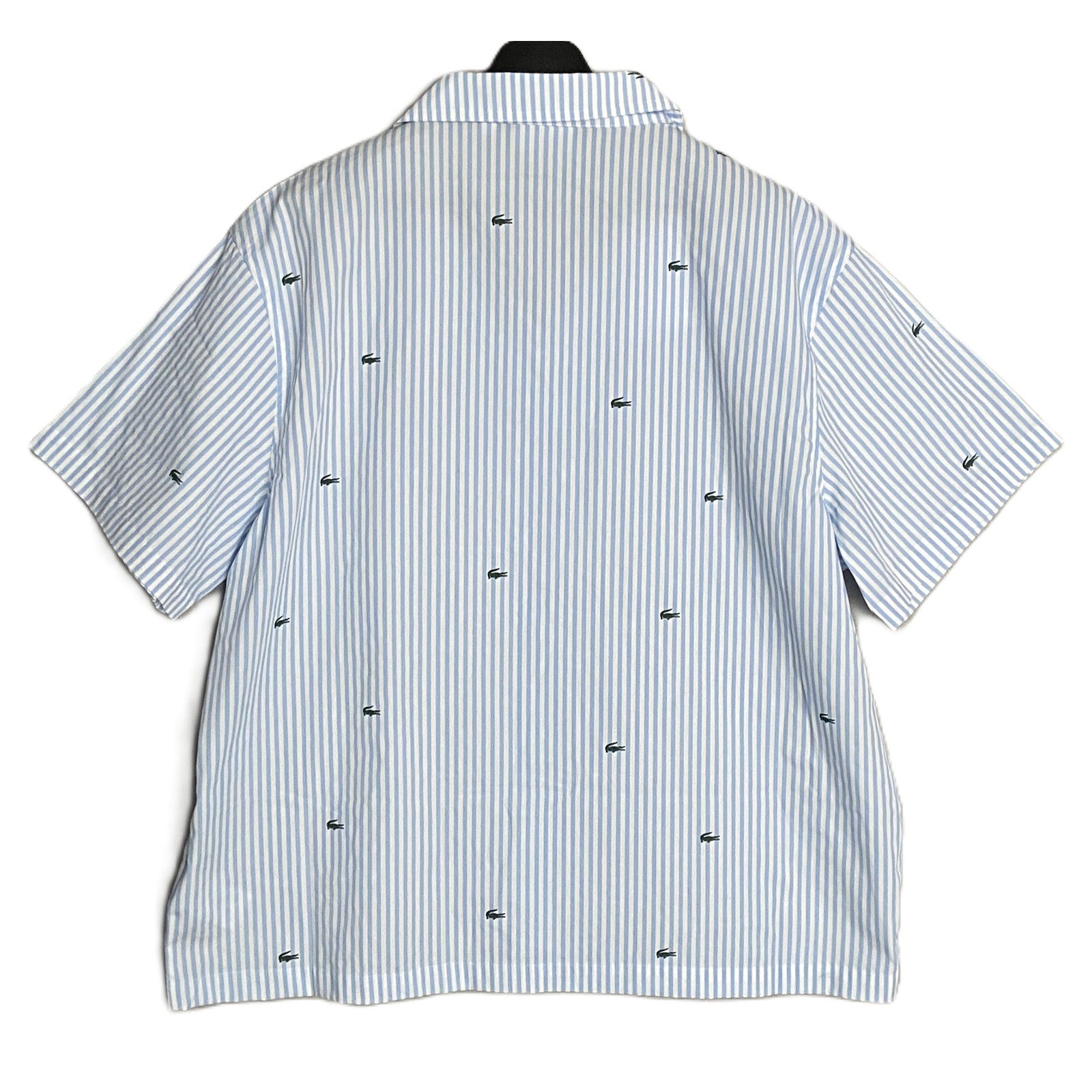 Lacoste Sleepwear Men's XL Poplin Pajama Shirt Cotton Blue Pinstripe