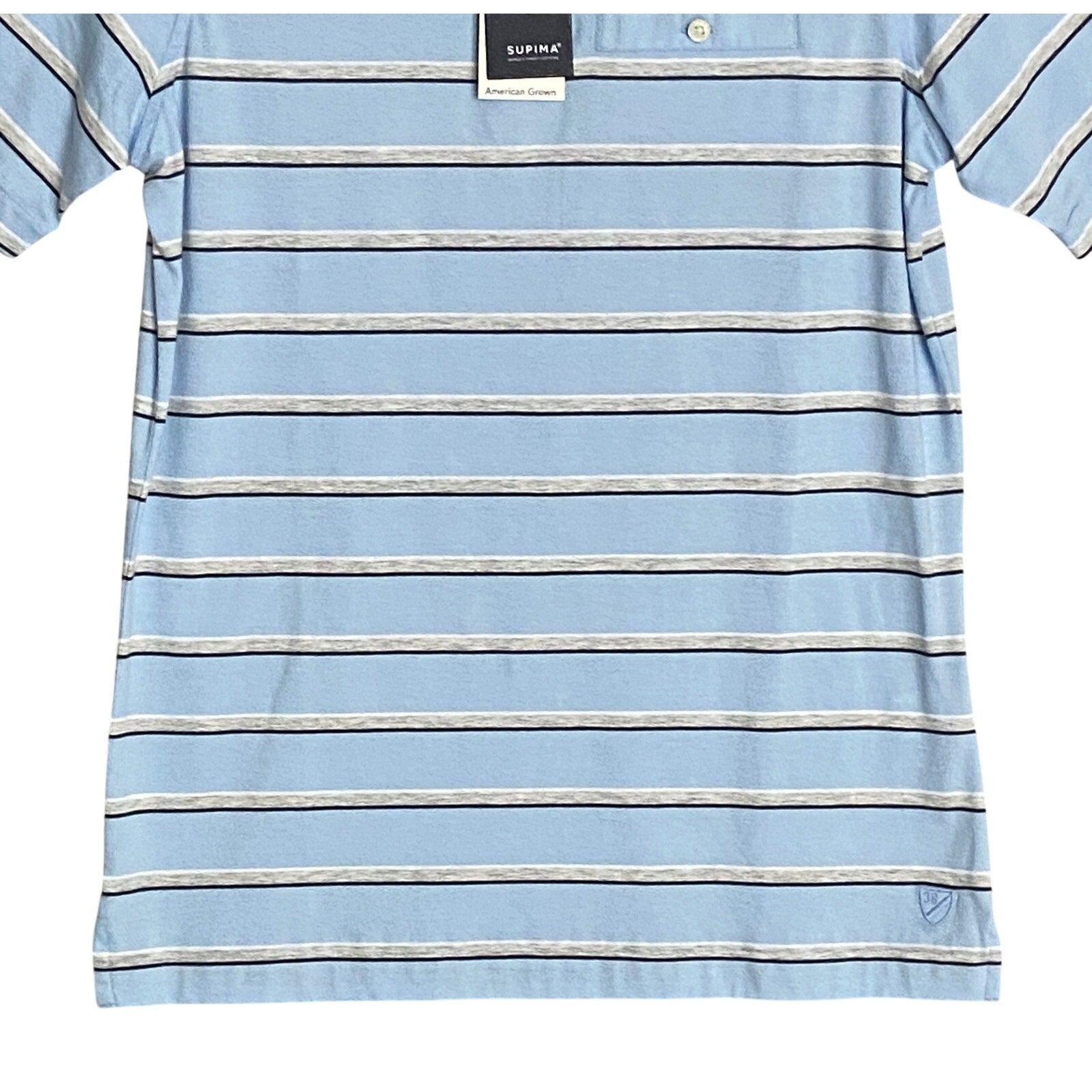 Daniel Cremieux Shirt 38 Men's Small Pima Cotton Polo Blue & Gray Stripe