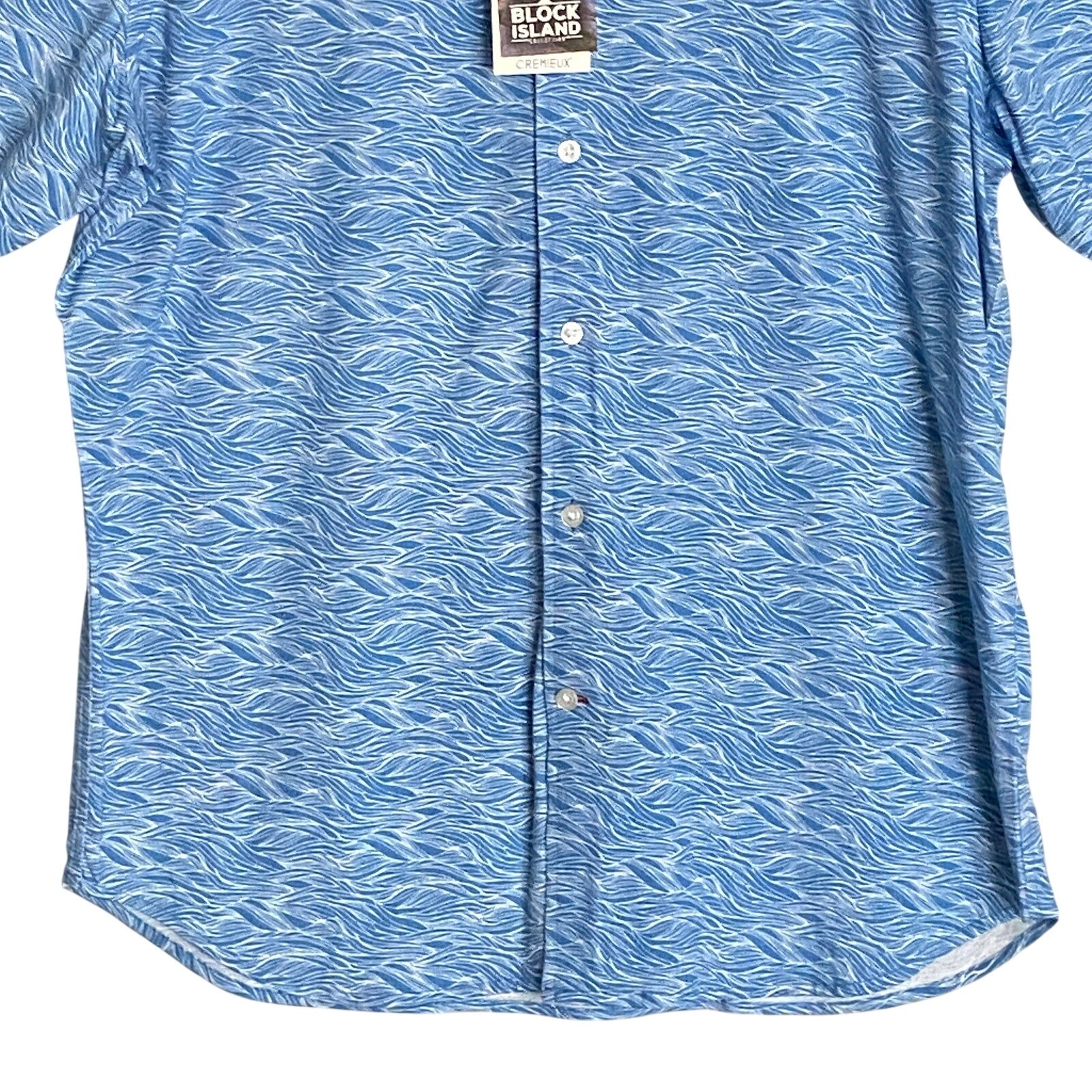 Daniel Cremieux Shirt Men's Large Button-Up Short Sleeve Shirt Blue & White