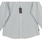 Michael Kors Dress Shirt Men's 2XL Slim Fit Long Sleeve Blue Pinstripe