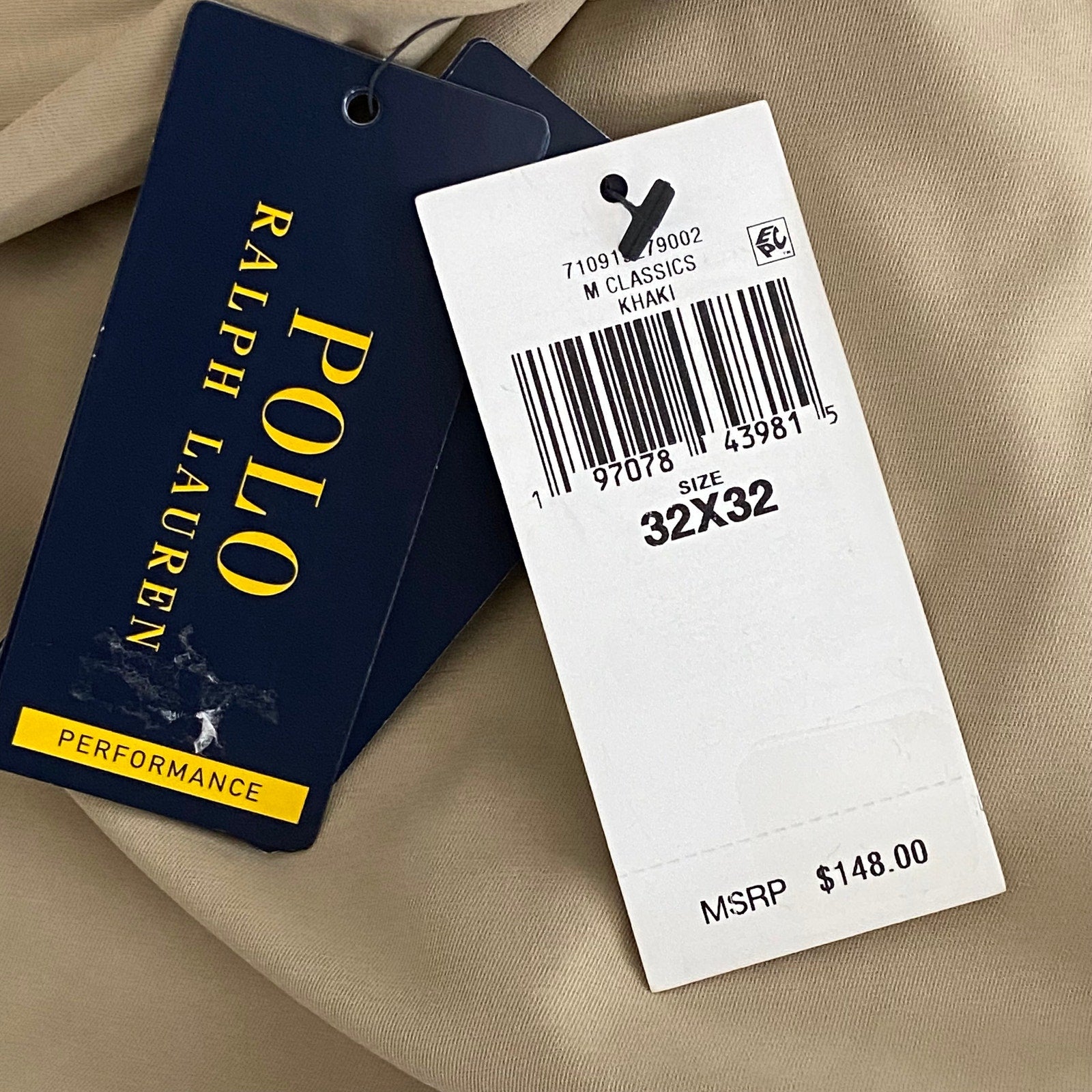 Ralph Lauren Performance Pants Men's 32x32 Tailored Fit Stretch Fabric Khaki