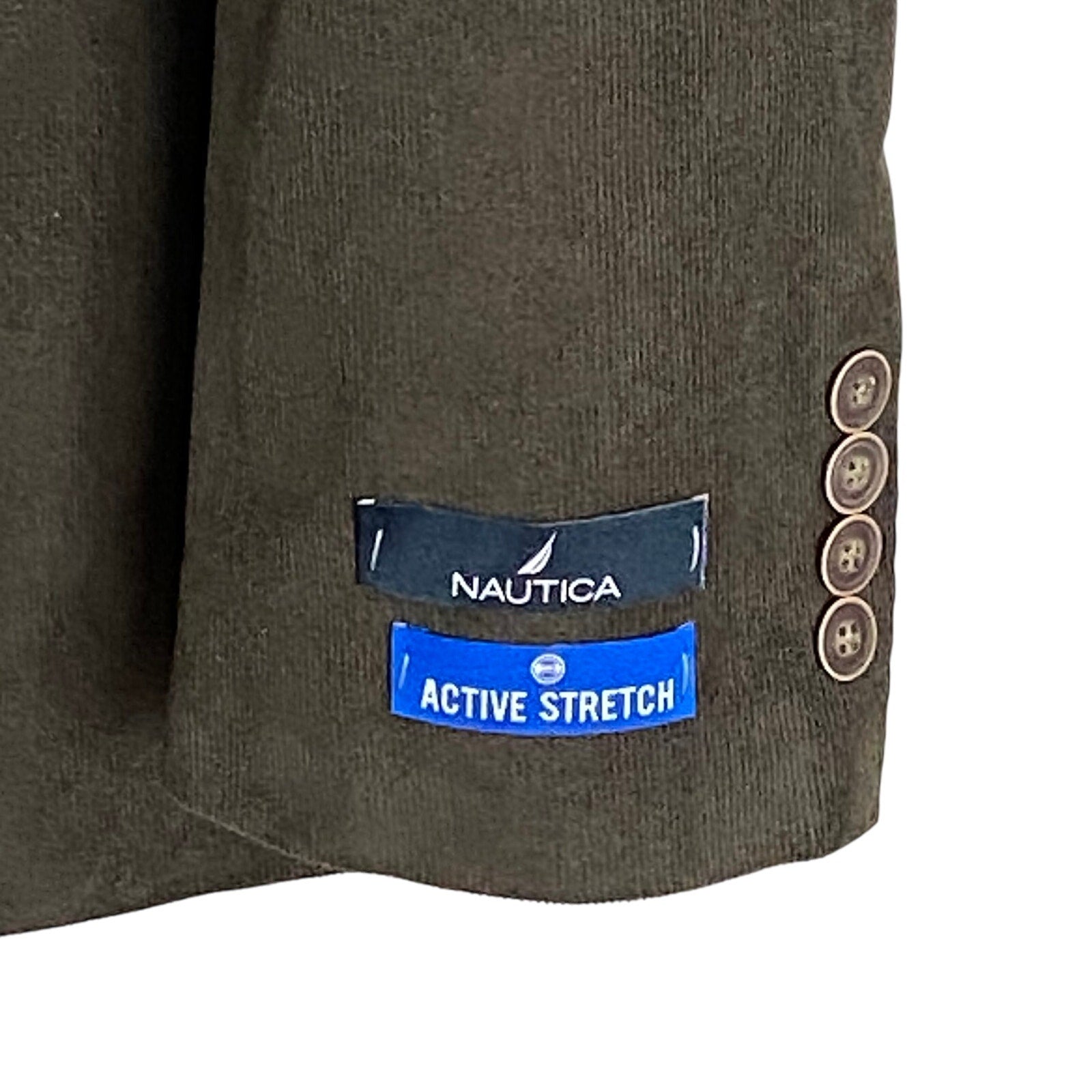 Nautica Sport Coat Men's 42 Long Corduroy Modern Fit Stretch Dark Olive