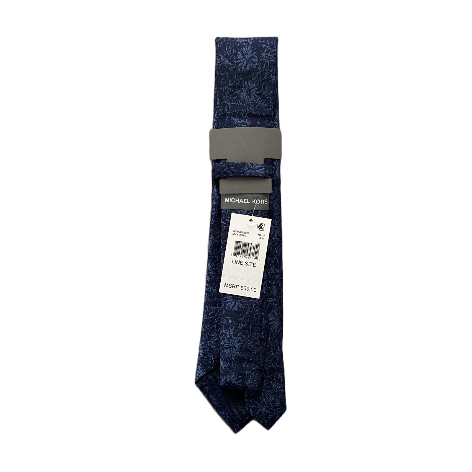 Michael Kors Necktie 3" Navy MK Floral Standard Length Silk Blend