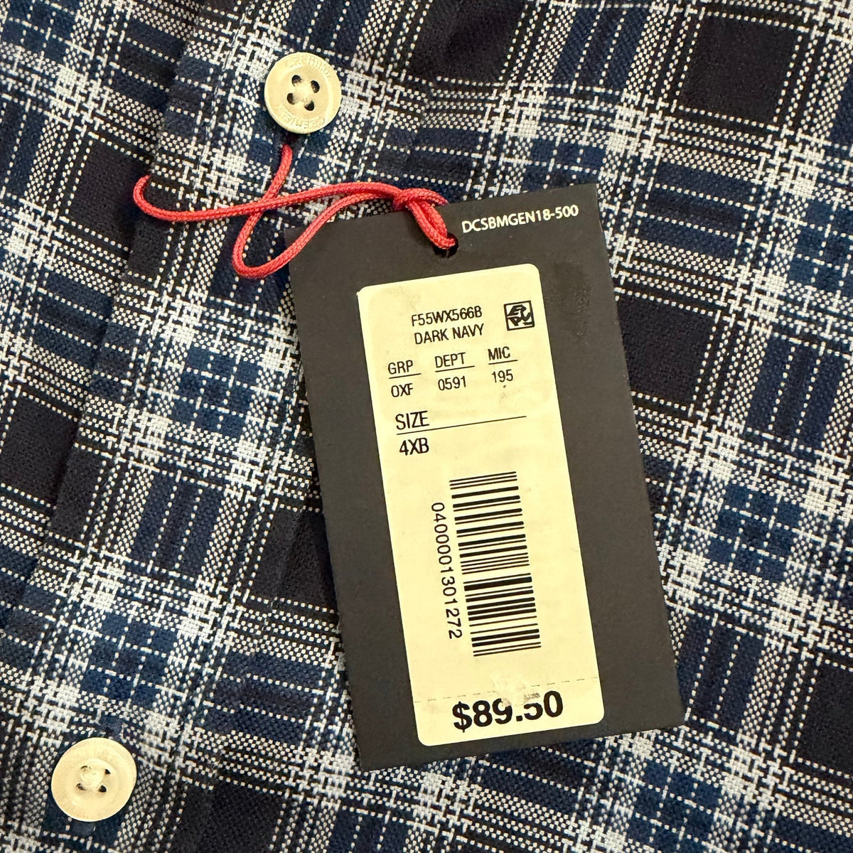 Daniel Cremieux Dress Shirt Men's 4XB Big & Tall Button-Down Stretch Dark Navy Plaid