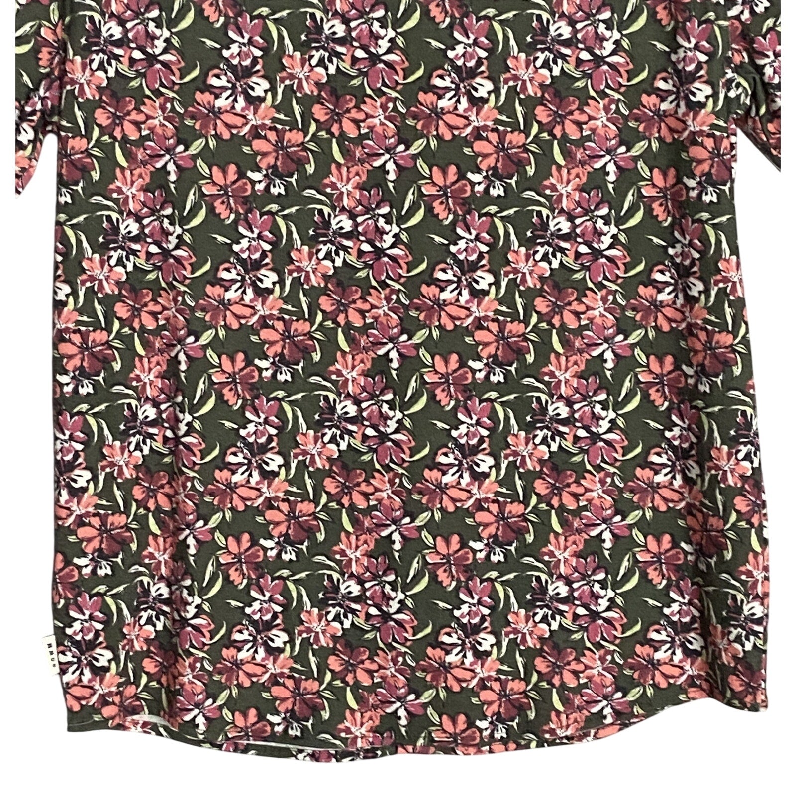 Rowm Men's Shirt Medium Casual Short Sleeve Pockets Pink Gray Floral UPF 30+