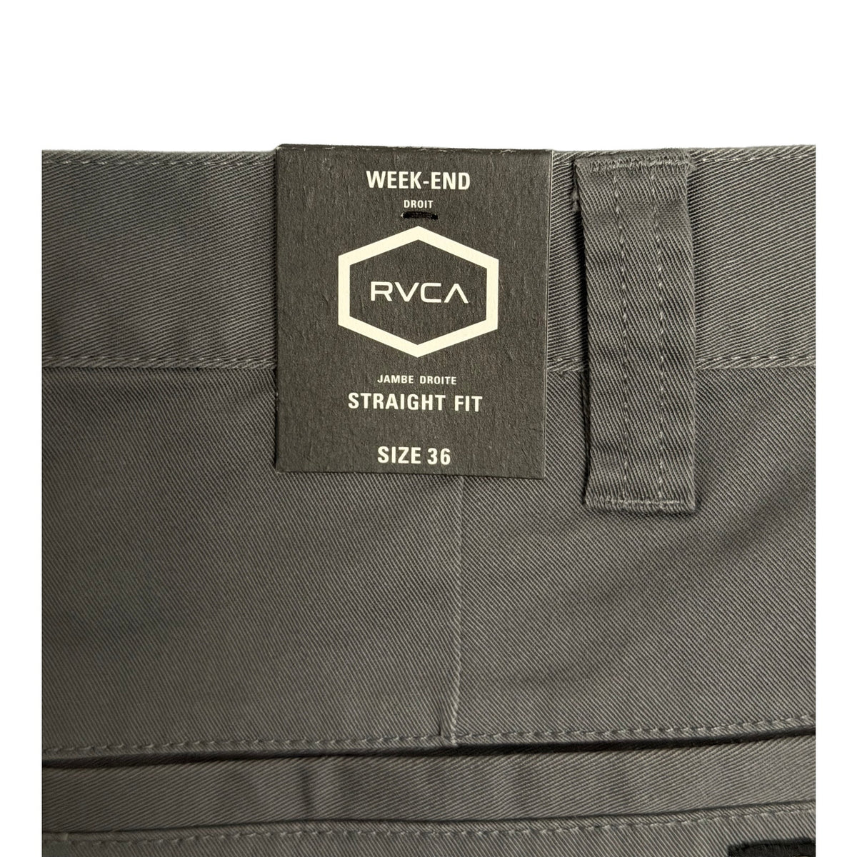 RVCA Week-End Pant Men's 36"x32" Straight Fit Stretch Fabric Smoke Gray