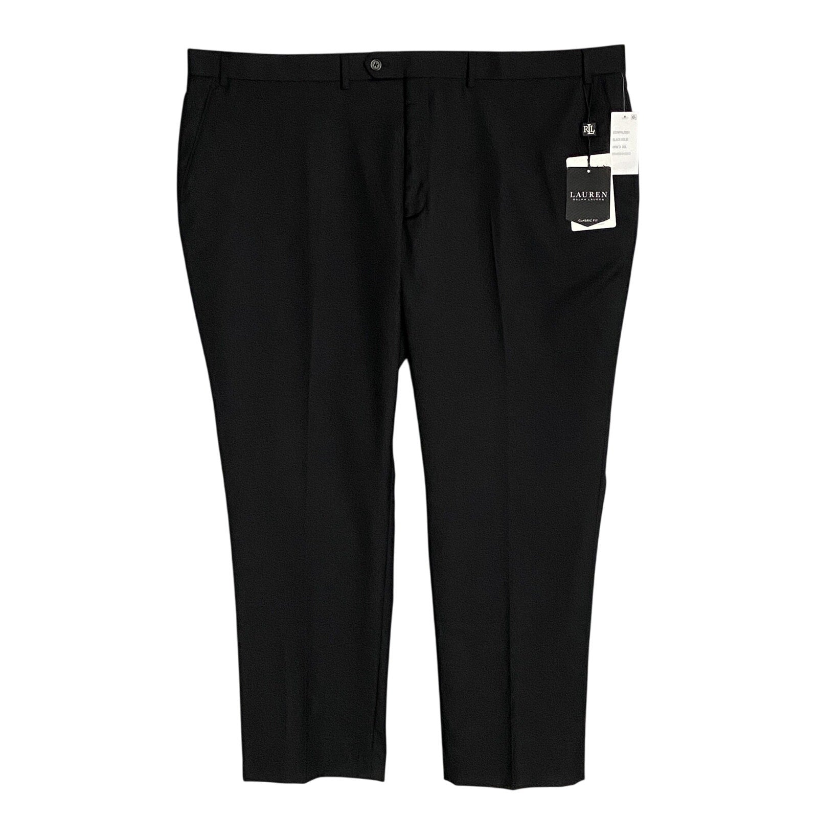 Lauren Ralph Lauren Men's 46x30 Classic Fit Suit Trouser Stretch Solid Black