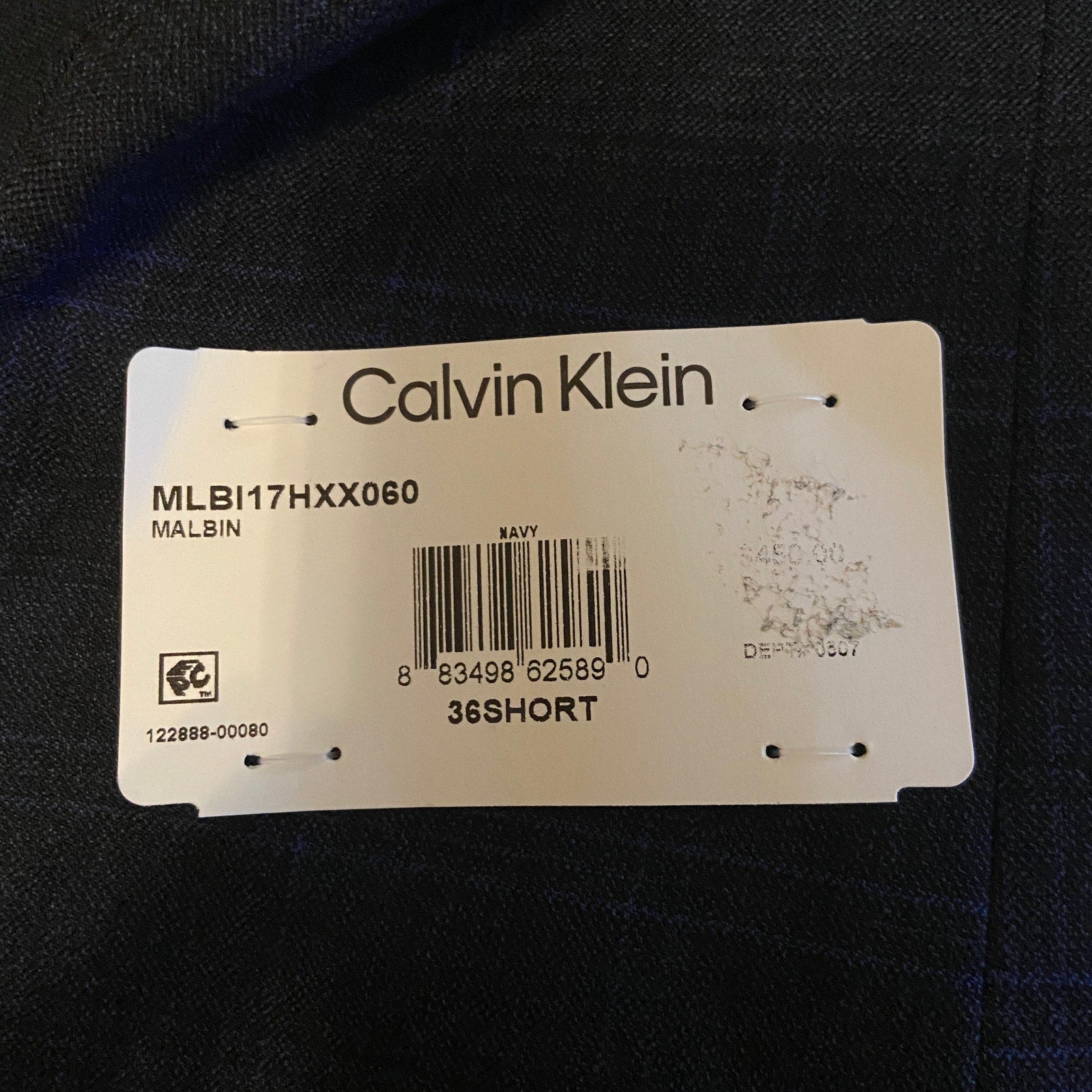 Calvin Klein Suit Jacket Men's 36 Short Slim Fit Malbin Wool Blend Navy