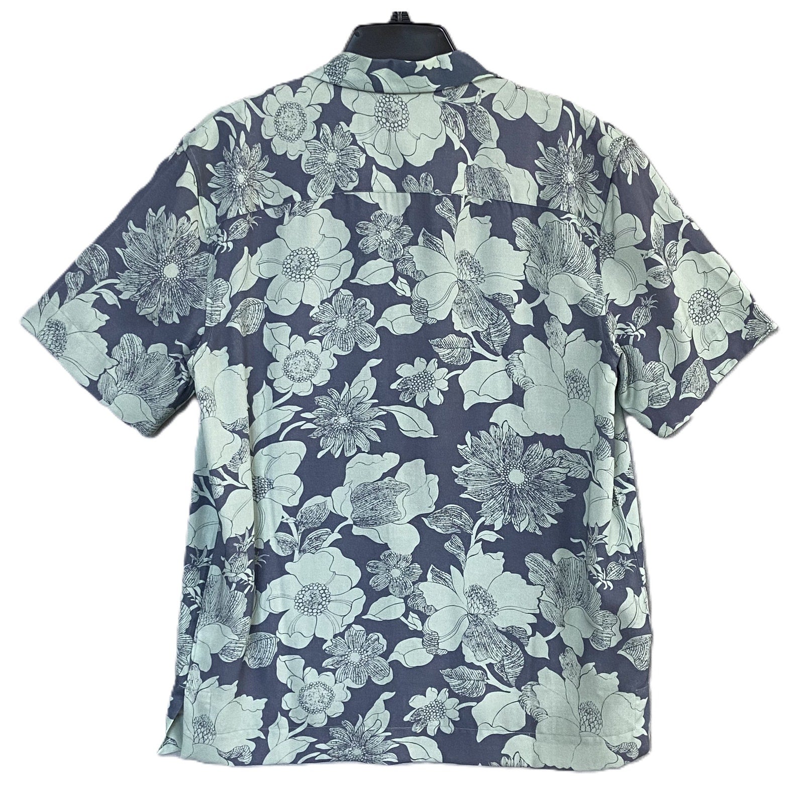 Bugatchi Shirt Men's Small Classic Fit Camp Collar Short Sleeve Mint Floral
