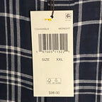 Michael Kors Men's XXL Slim Fit Short Sleeve Shirt Linen Dark Blue Check