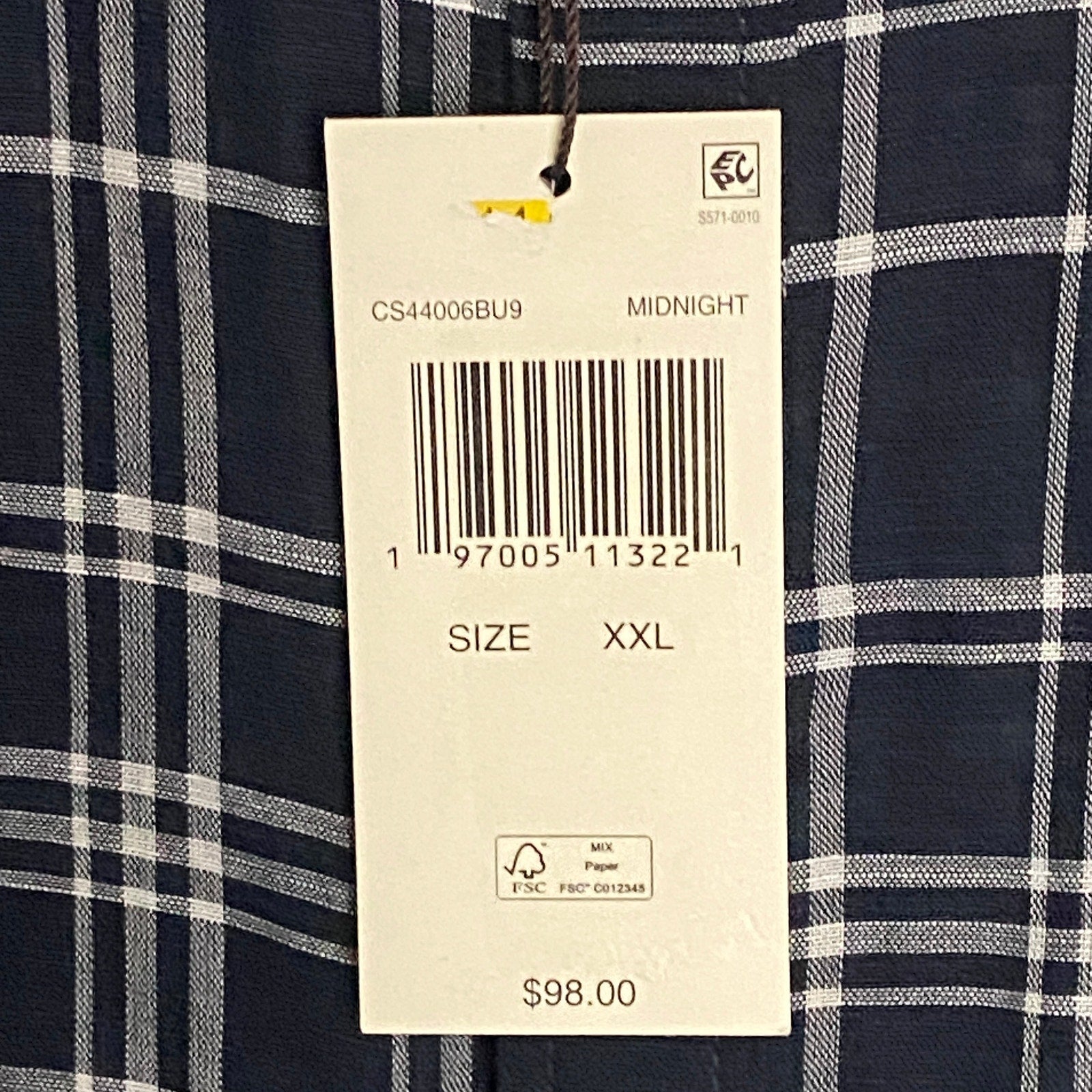 Michael Kors Men's XXL Slim Fit Short Sleeve Shirt Linen Dark Blue Check