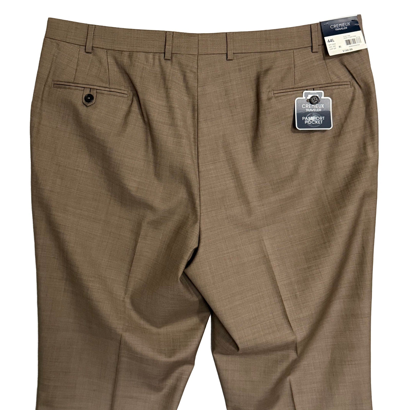 Daniel Cremieux Dress Pant Men's 44L Traveler Raw Hem Comfort Waist Tan